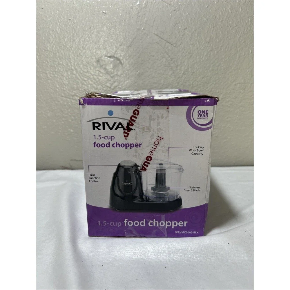Rival 1.5 Cup Push-Function Food Chopper Black w/ Bowl Lid SS Blade FPRVMC3002